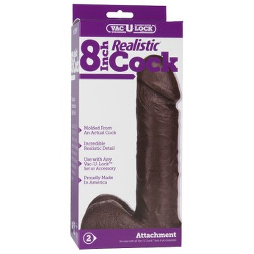 VacULock 8 Inch Realistic Dildo Attachment Black